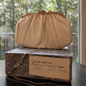 Judith Leiber Elegant White Karung Clutch